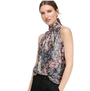 J Crew NWTs Reno Metallic Jacquard Chiffon Top